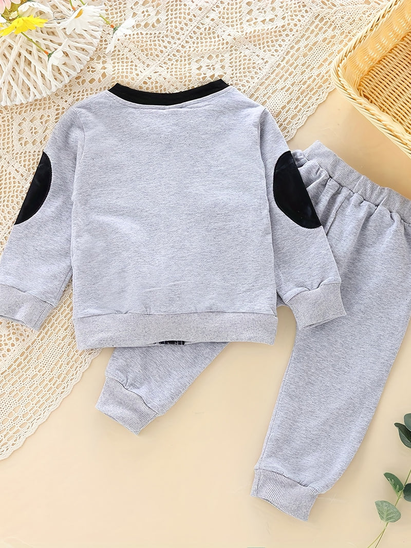 Boys Spring/Autumn Long Sleeve Outfit - Two-Piece Set with Star Print.