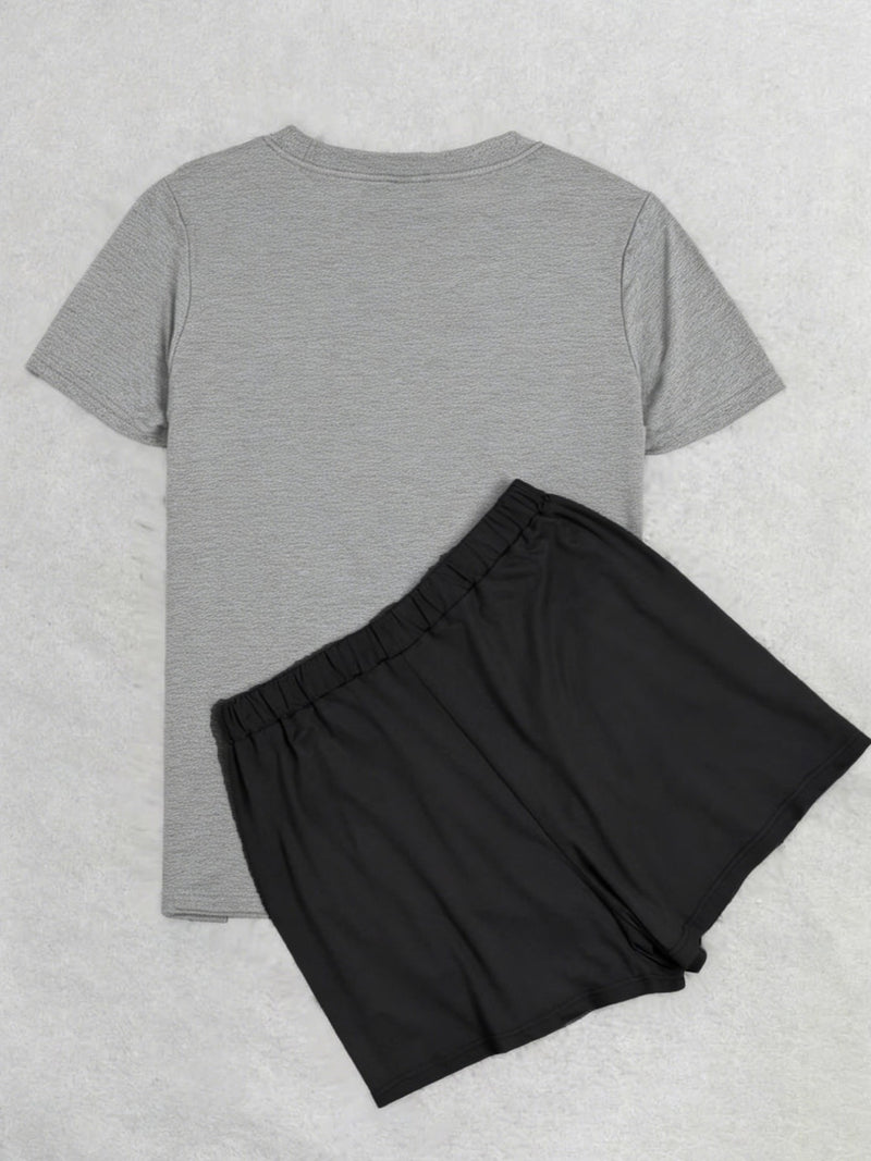 Women's Trendy Casual Sports Short-Sleeve Top And Shorts Set.