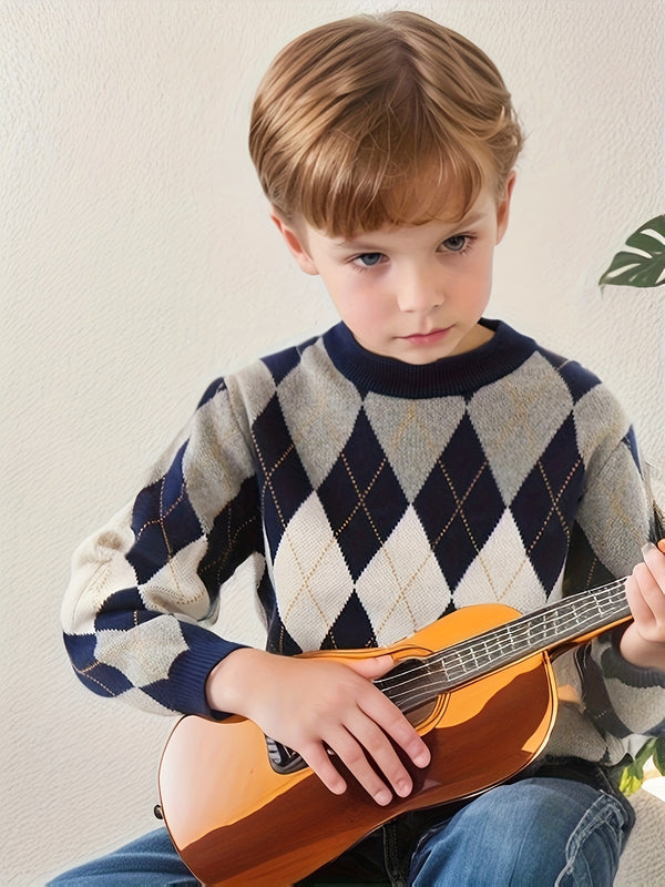 Boys Knit Sweater - Long Sleeve School Sweater in Burgundy.