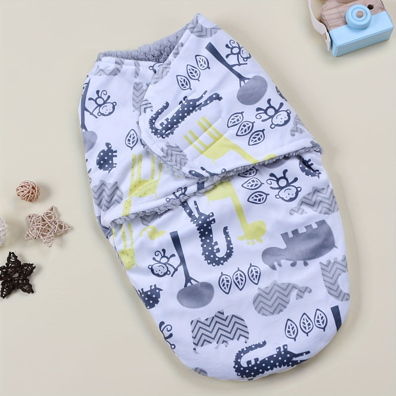 A Single-Pack Baby Swaddle Blanket with Cartoon Prints.