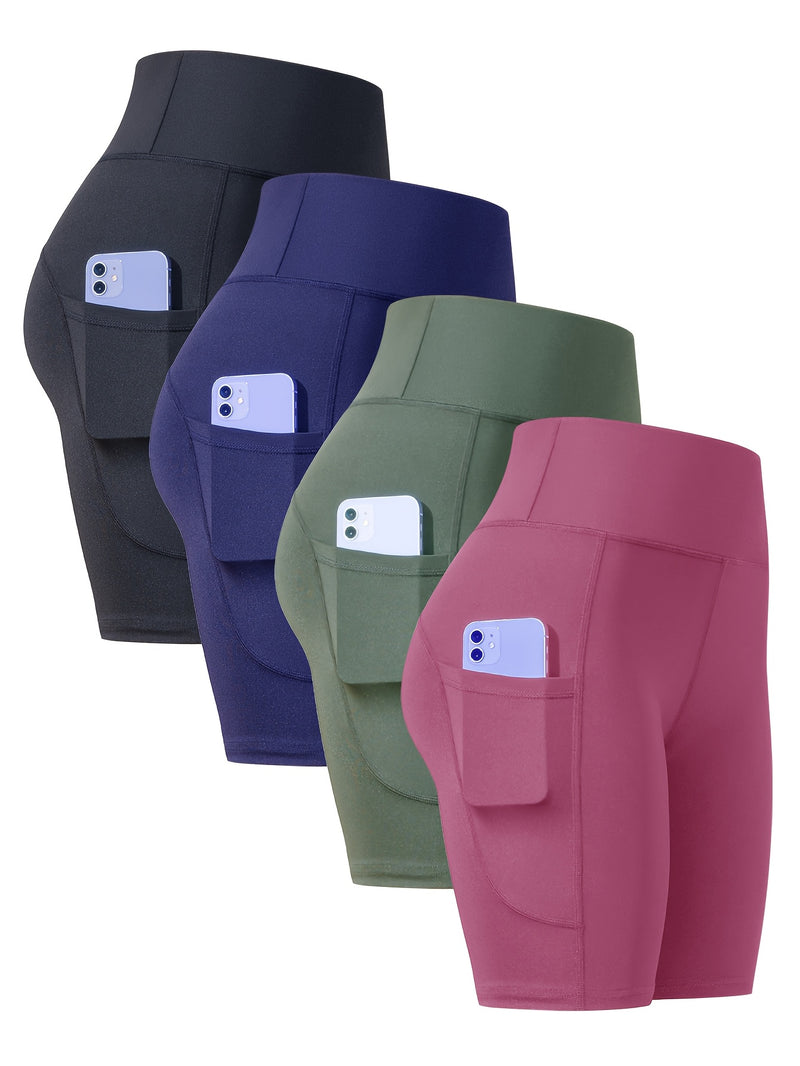 4-Pack Women’s Athletic Shorts, Fashion Yoga Shorts.