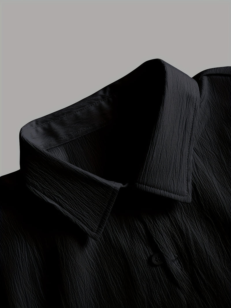 2pcs Men's Casual Short-sleeve Lapel Shirt and Trousers Set.