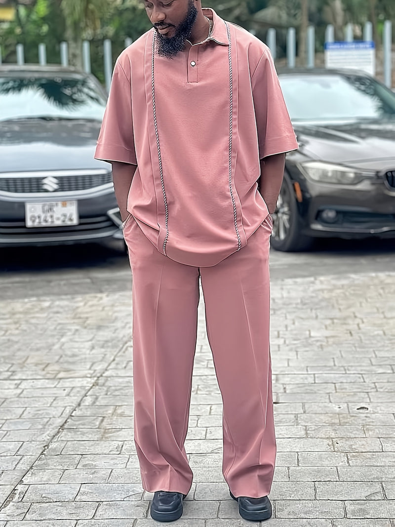 Men'S Casual 2pcs Set | Short Sleeve, Lapel Collar.