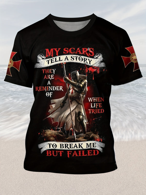 Men's 3D Digital Print T-Shirt with 3D Cube.
