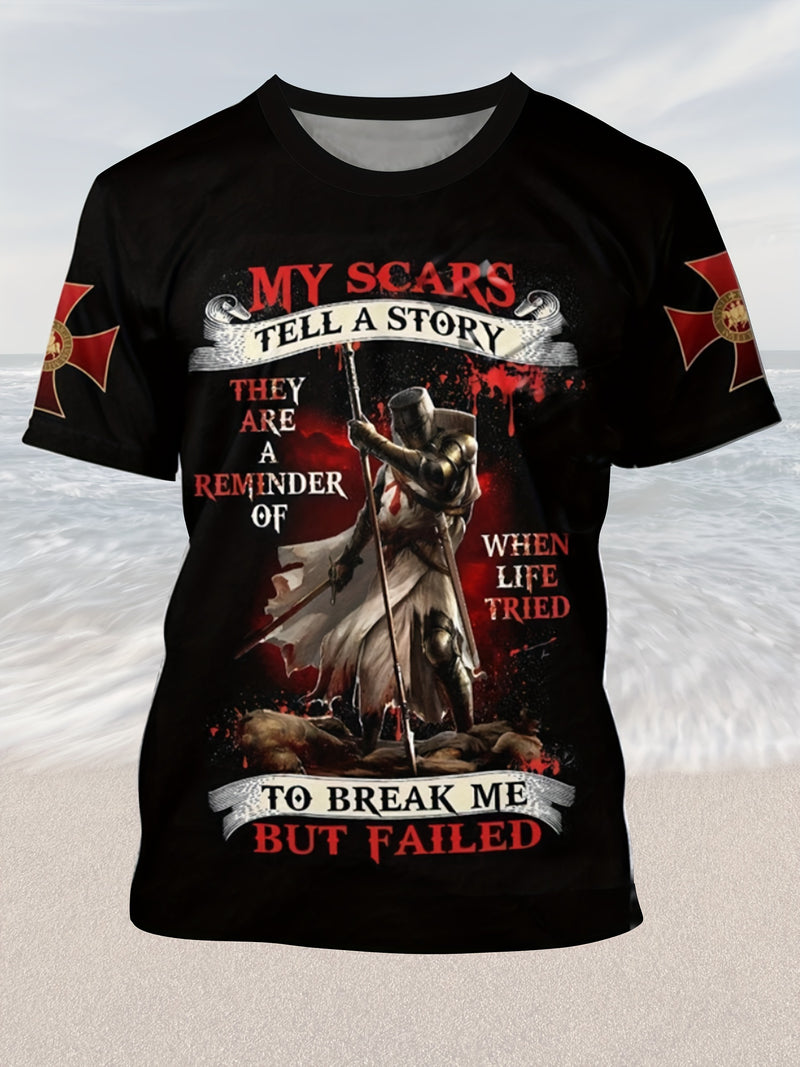 Men's 3D Digital Print T-Shirt with 3D Cube.