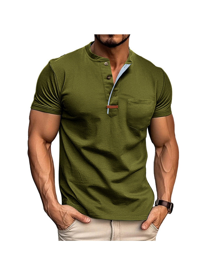 Men's Crewneck Short-sleeve T-shirt, Casual Summer Vacation.