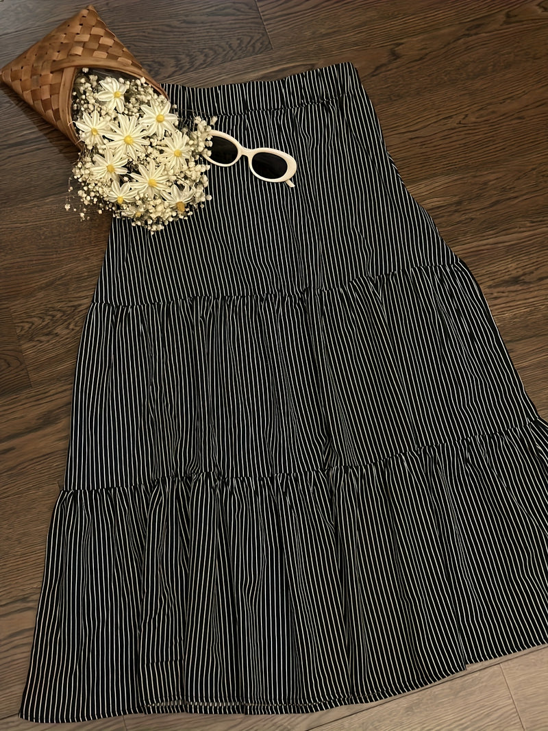 Women’s Strappy Tank Top + High-waisted Pleated Loose Tiered Cake Skirt.