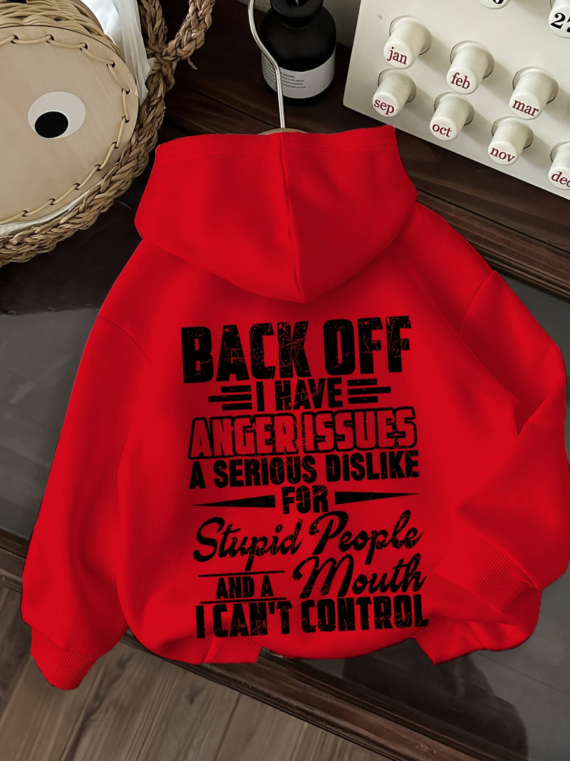 Women’s Letter Print Hoodie, Drawstring Casual Hooded.