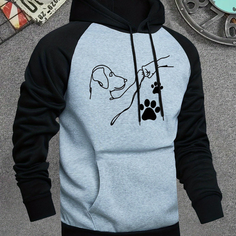 Men's Hooded Sweatshirt with Dog Paw Print.