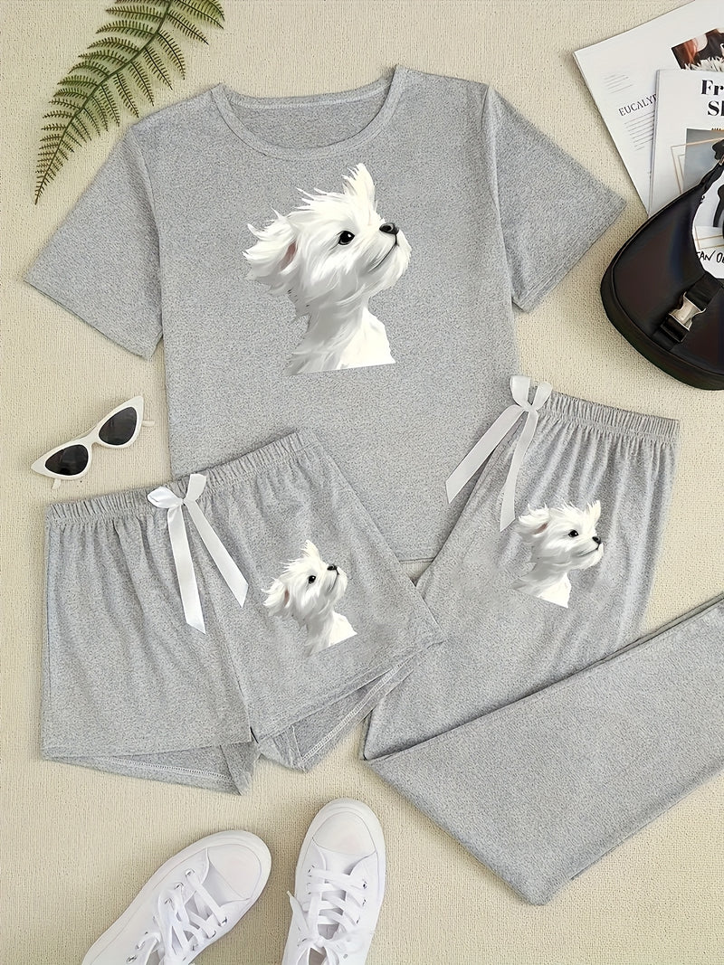 Top+Shorts+Pants 3pcs Set: Women's Summer/Fall Trendy Vacation Wear.