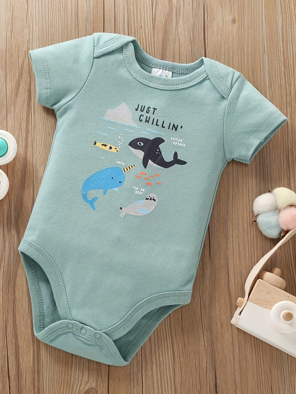 5pcs Set of New Children's Summer Short-sleeved Rompers.