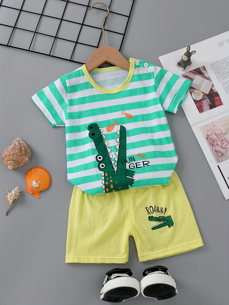 3pcs Cute Casual Pure Cotton Short-Sleeve and Shorts Set.