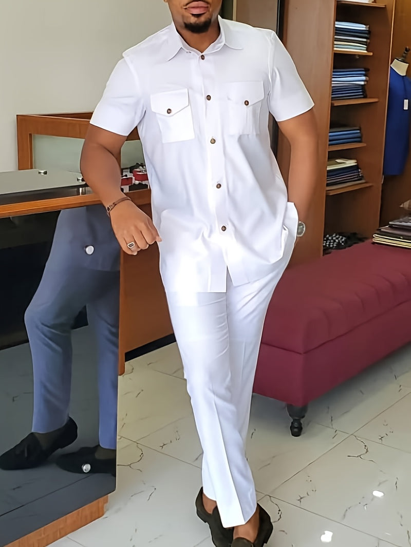 African Men'S Dashiki Suit, Men'S Suit, Button Cardigan Short.