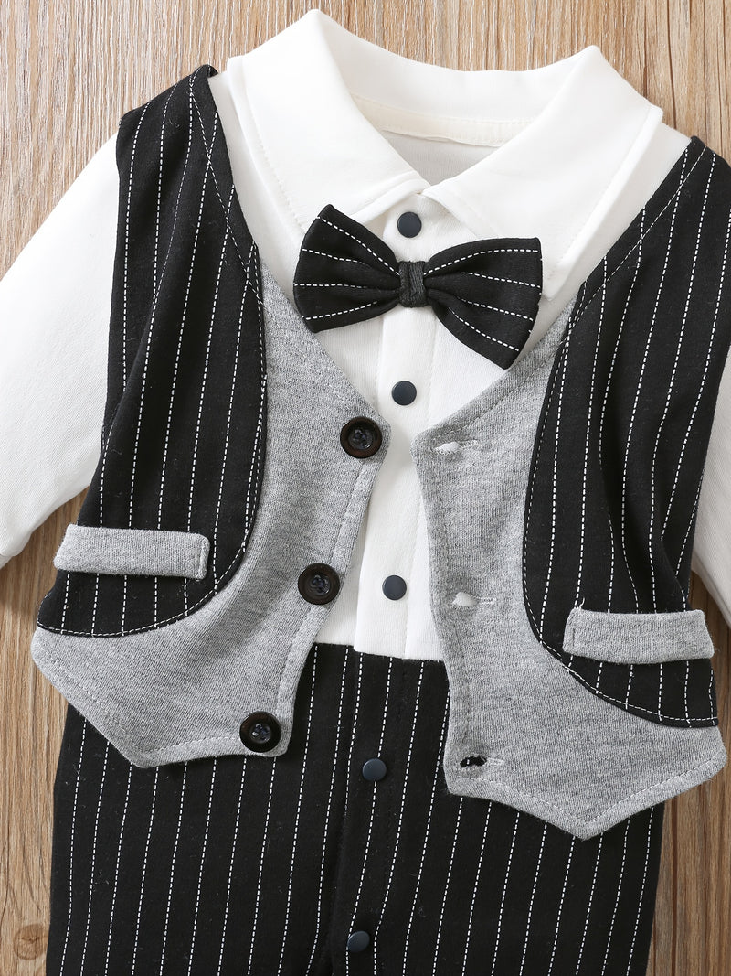 Newborn 2-in-1 Jumpsuit First Birthday & Full Moon Outfit with Fake 2pcs.