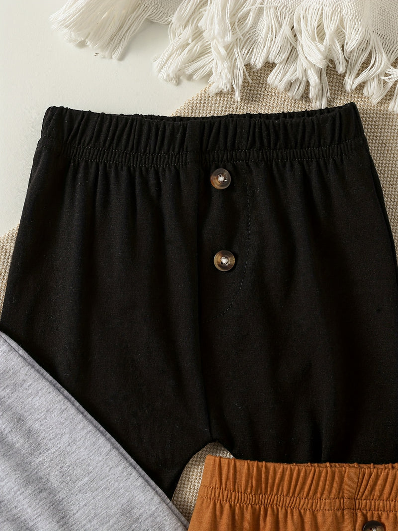 Baby Boy 2025 New Four Seasons Solid Color Casual Pants 4pcs Set.