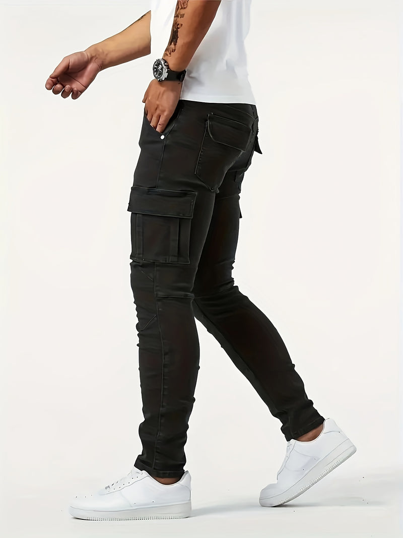 Men's Trendy Casual Long Pants with Multiple Pockets.