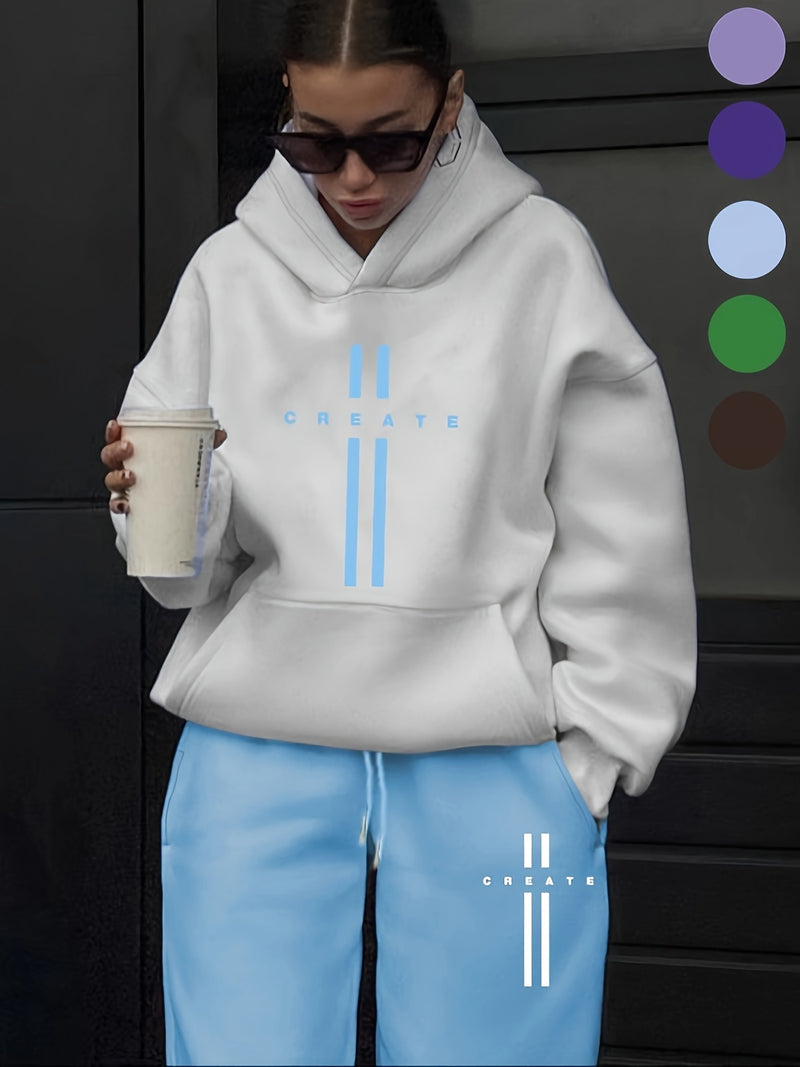 Women's Fashion Casual Letter Pattern Print Set.