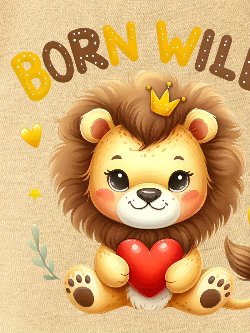 3pcs Cute Animal Print Baby Bodysuits | Soft Comfortable Crew Neck Newborn.