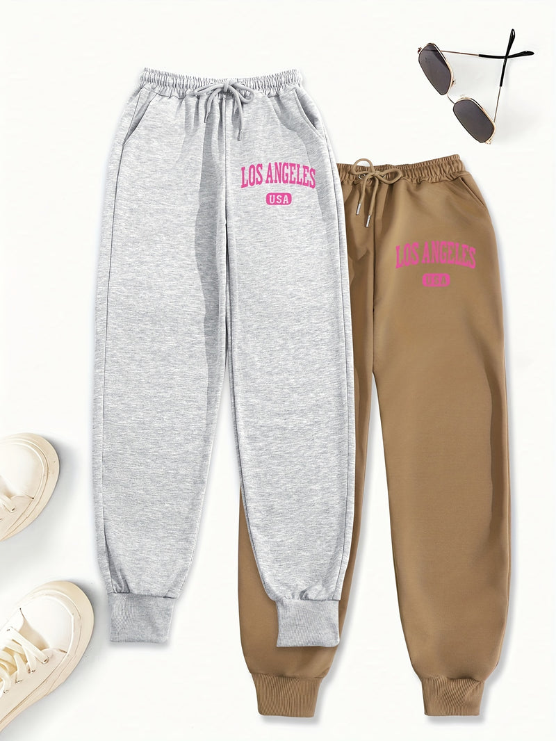 Women's Two-Piece Outfit Featuring Pants with a Letter Print.