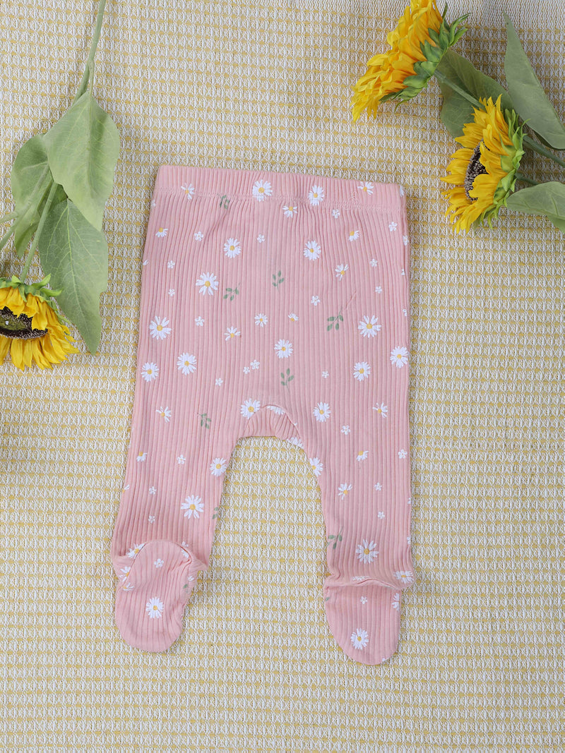 5pcs Baby Girl'S Floral Print Long Socks - Soft Cotton Ribbed Baby Pantyhose.