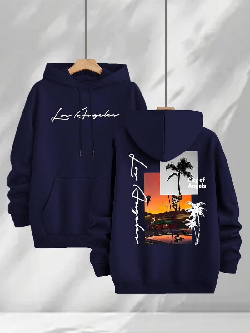 3pcs Trendy Print Sweatshirt, Men's Casual Hooded Sweatshirt.