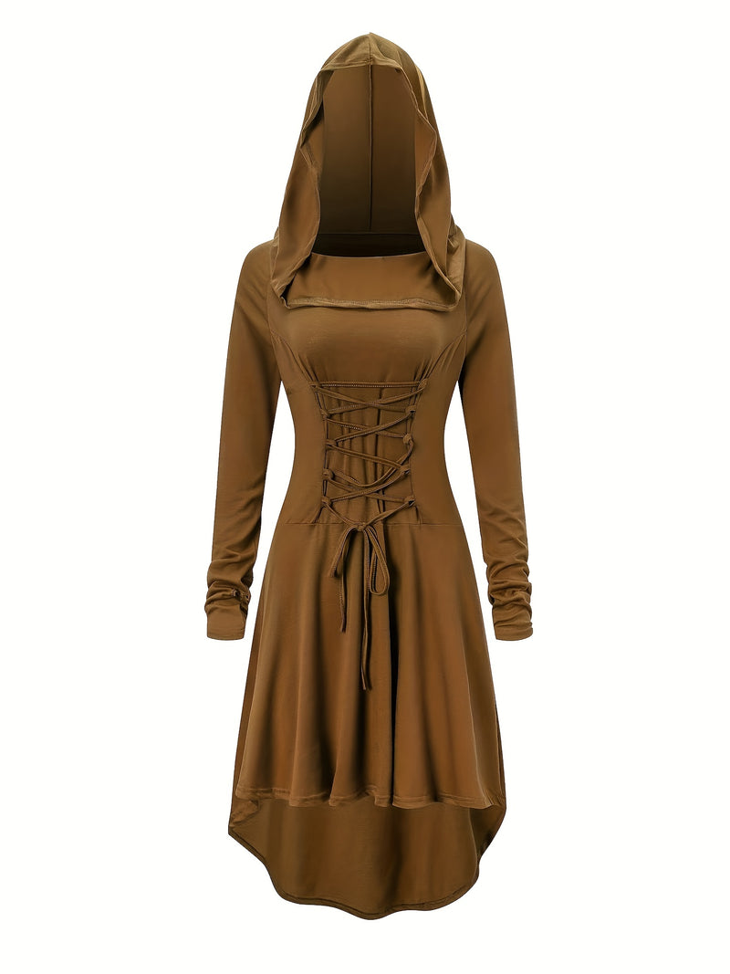 Women's Solid Color Tie-Up Asymmetrical Dress.