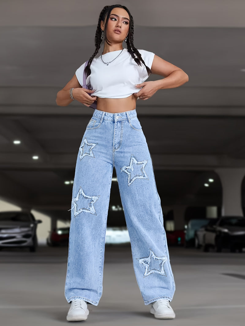 Women’s Elastic Star Straight-leg Pants.