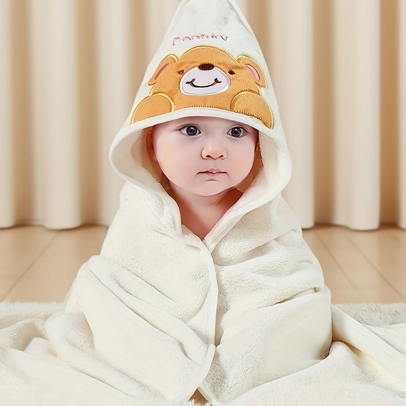 Cute Baby Bathrobe, Highly Absorbent, Quick-Drying, with a Hood.