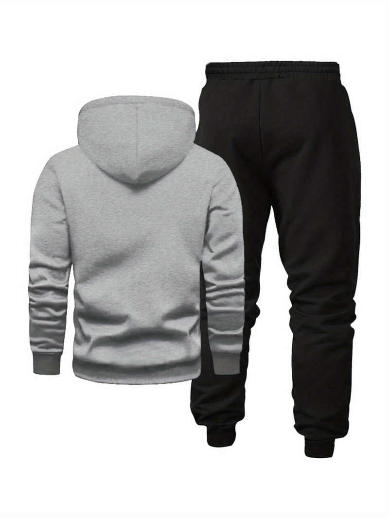 Men'S Print 2pcss Set, Casual HoodedSweatshirt and Joggers Suit.