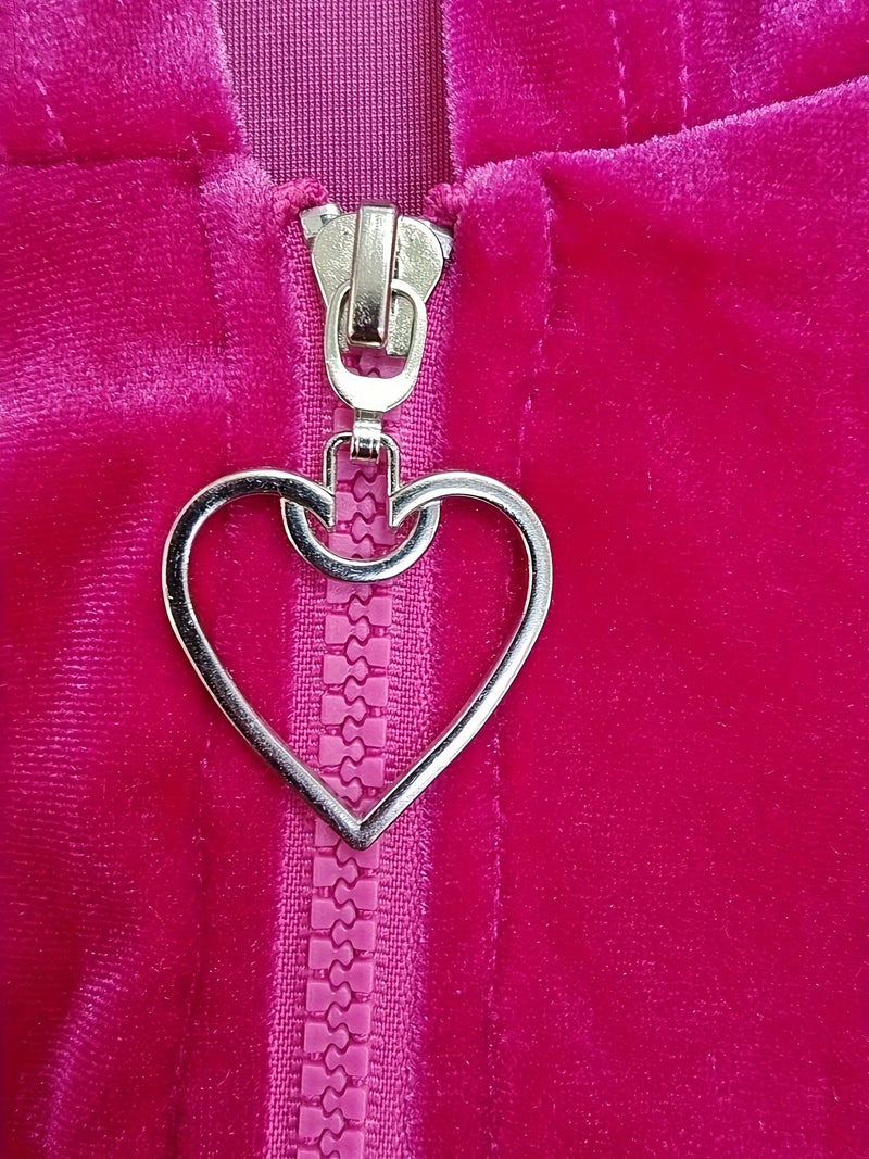 Women’s Fashion Golden Velvet Hot Drilling Zipper Cardigan Pants Combination Suit.