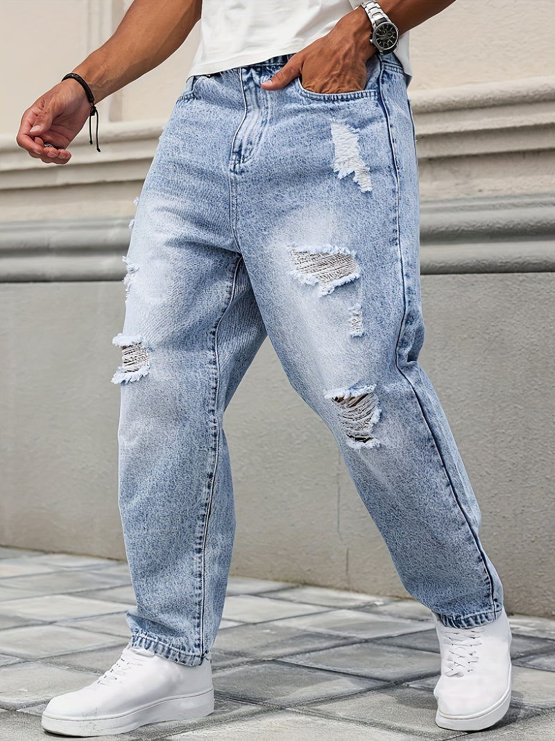 Men's Distressed Denim Pants.