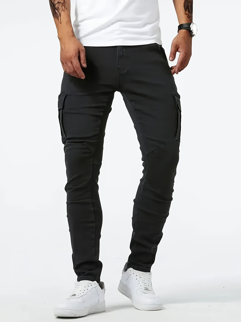 Men's Trendy Casual Long Pants with Multiple Pockets.