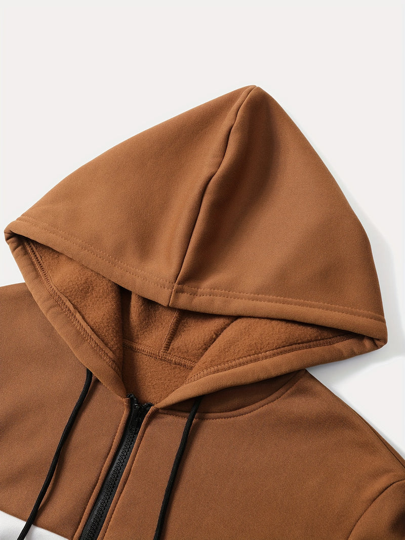 Men's Autumn And Winter Zip-Up Long Sleeve Sweatshirt And Long Pants Set.