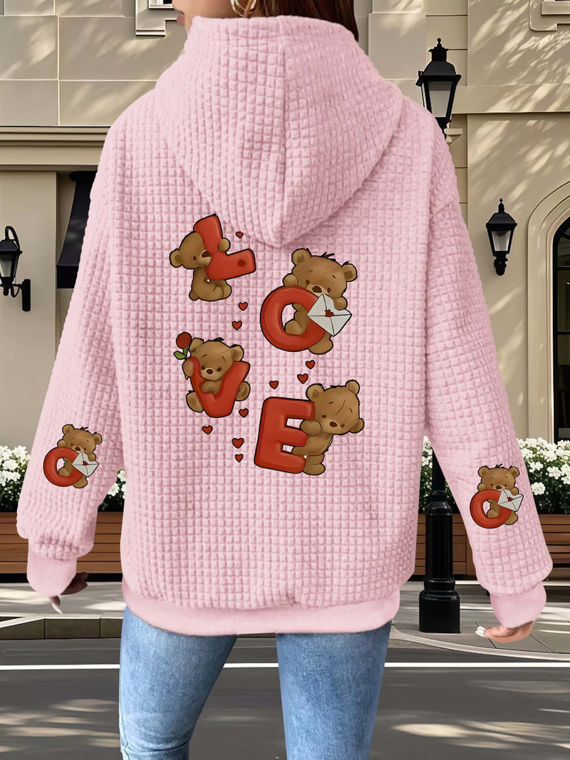 Women's Casual Waffle Zip-Up Hoodie.