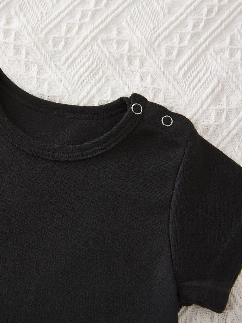 3pcs Cartoon Print Summer Short Sleeve Baby Romper Bodysuit.