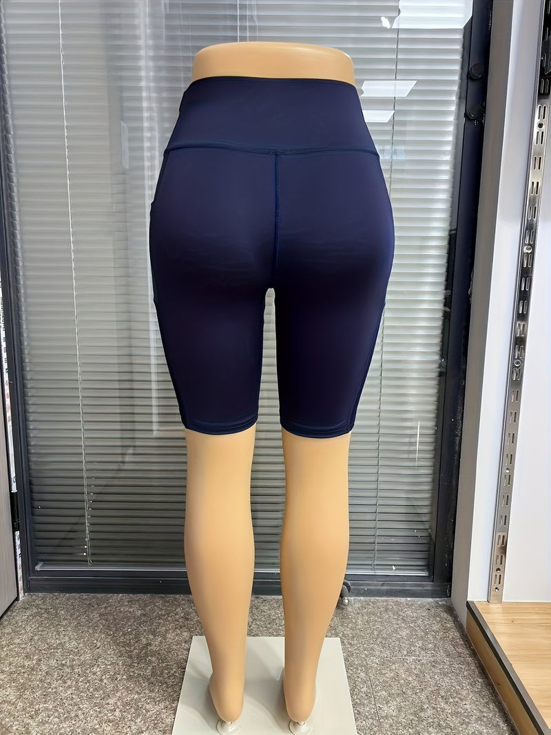 Women'S High-Waisted Mesh Cycling Shorts with Pockets for Outdoor Sports.