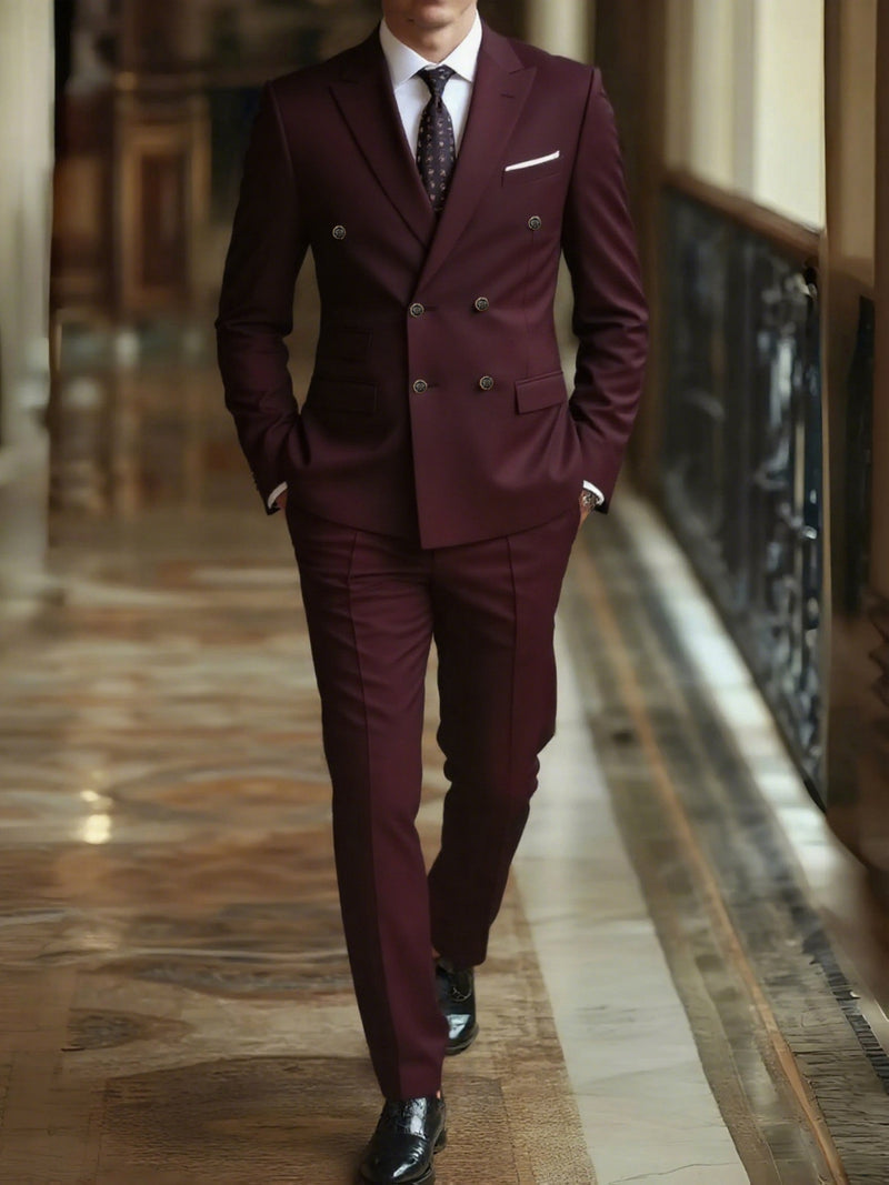 2pcs Men's Slim-Fit Black Suit Set.