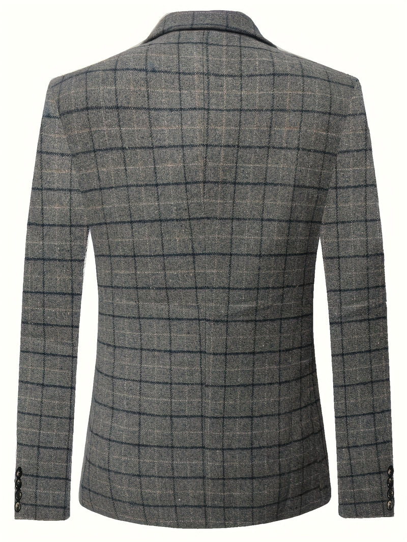 Men's High-Quality Vintage Plaid Three-Piece Suit.