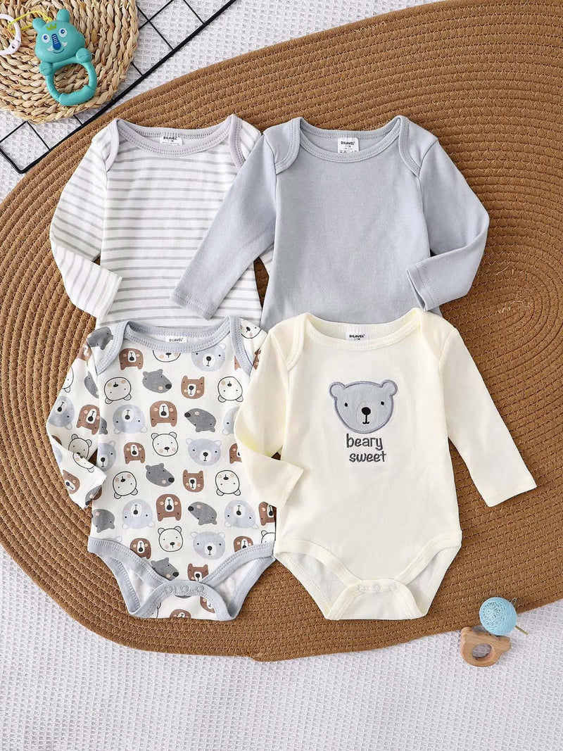 4pcs New Autumn/Winter Long-Sleeve Romper for Boys.