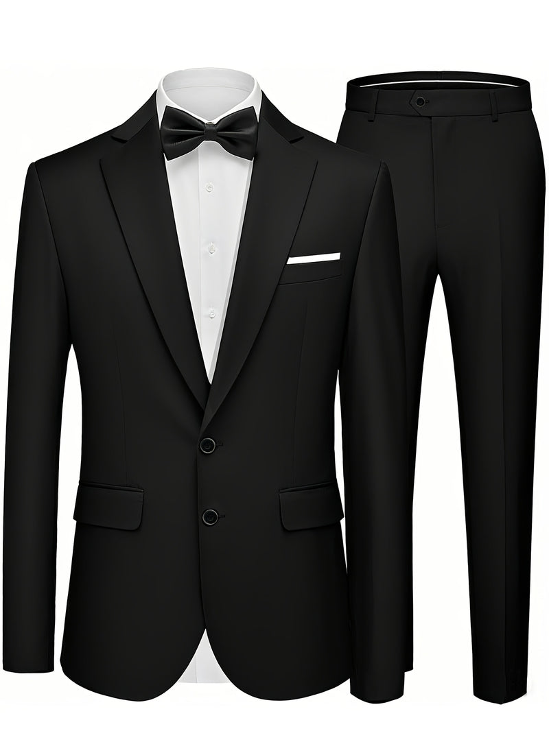 A Luxurious Classic Men's Solid Color Suit Set.