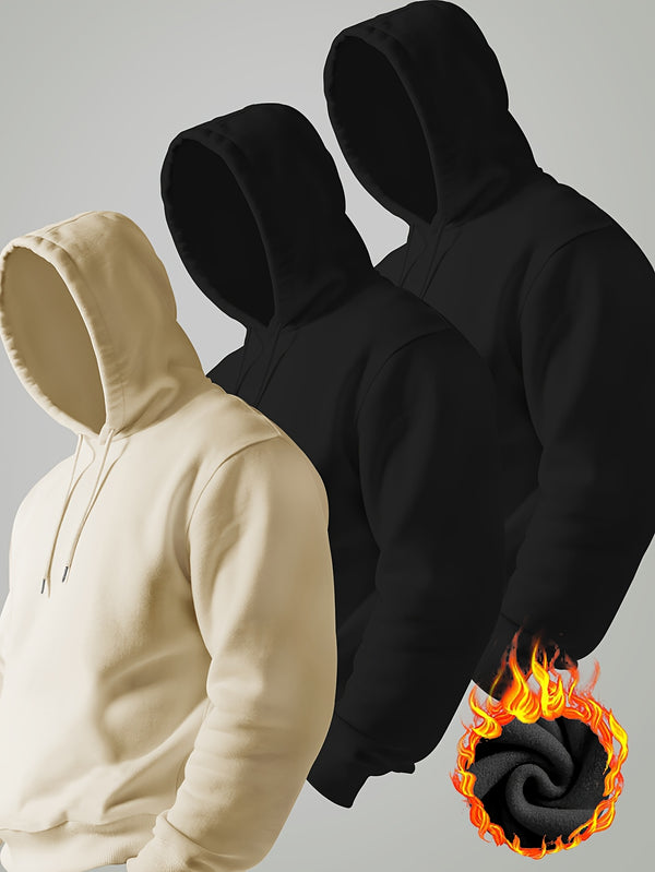3pcs Men's Casual Hooded Sweatshirts.