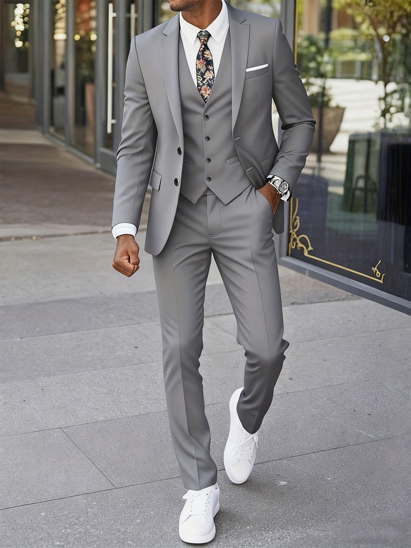 A Men's Three-Piece Suit, Including a Vest, Trousers, And a Jacket.