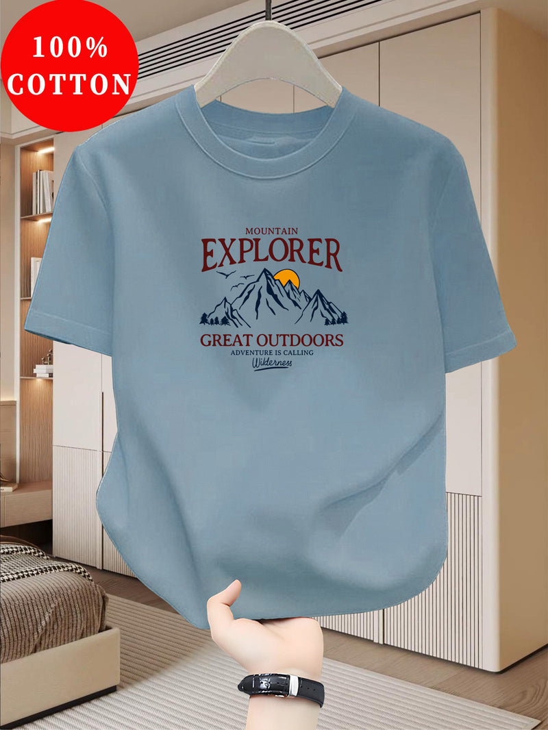 Men'S T-Shirt Casual Round-Neck.