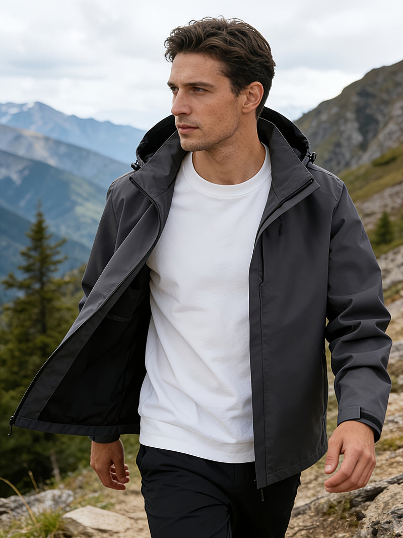 Spring Men'S Sports Jacket | Long Sleeve, Hooded, Zipper Closure.