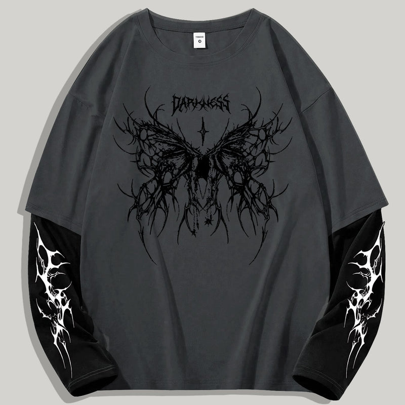 Men's High Street Hip-Hop Dark Style Print T-Shirt.