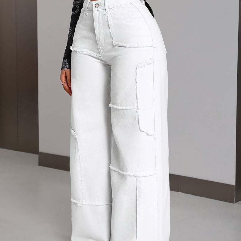 Women's Plus Size High-Waisted Wide Leg Jeans.