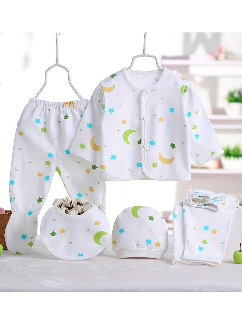 Newborn Baby Five-Piece Outfit Set for Infants.