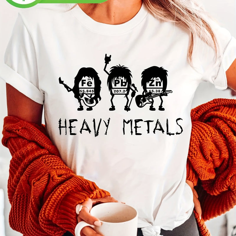Women's Black & White Rock Band Graphic T-Shirt.