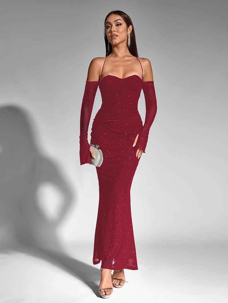 A One-Shoulder, Neck-Tie, Mermaid Hem Dress.