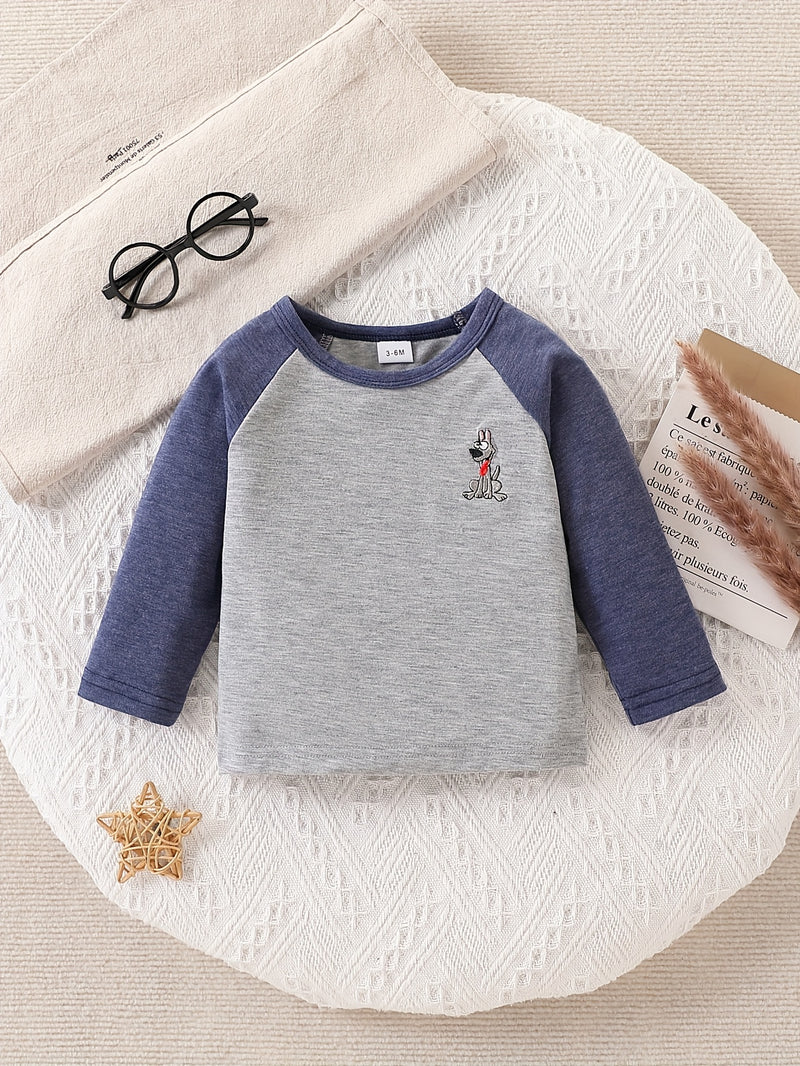 3pcs Pack Baby Animal Embroidered Long Sleeve T-Shirts.